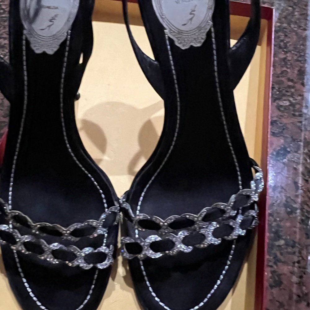 Black and silver heels